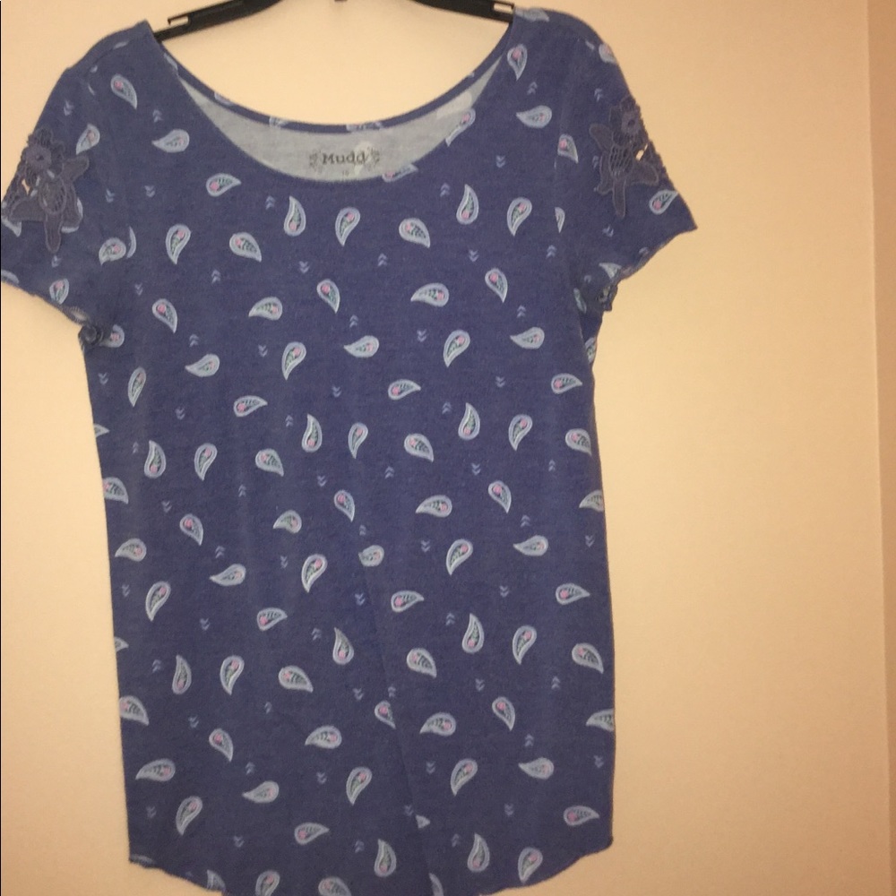 indigo shirt with teardrop pattern